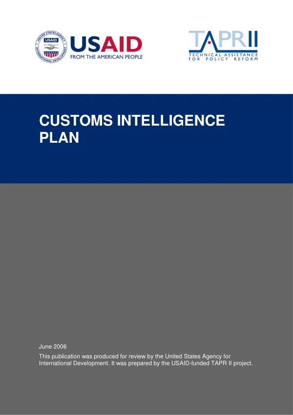 Customs intelligence plan