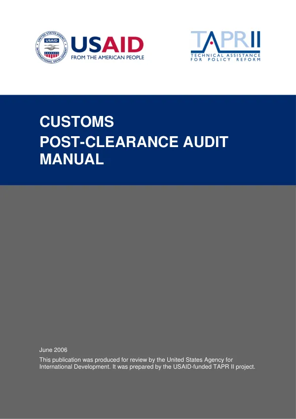 Customs post-clearance audit manual