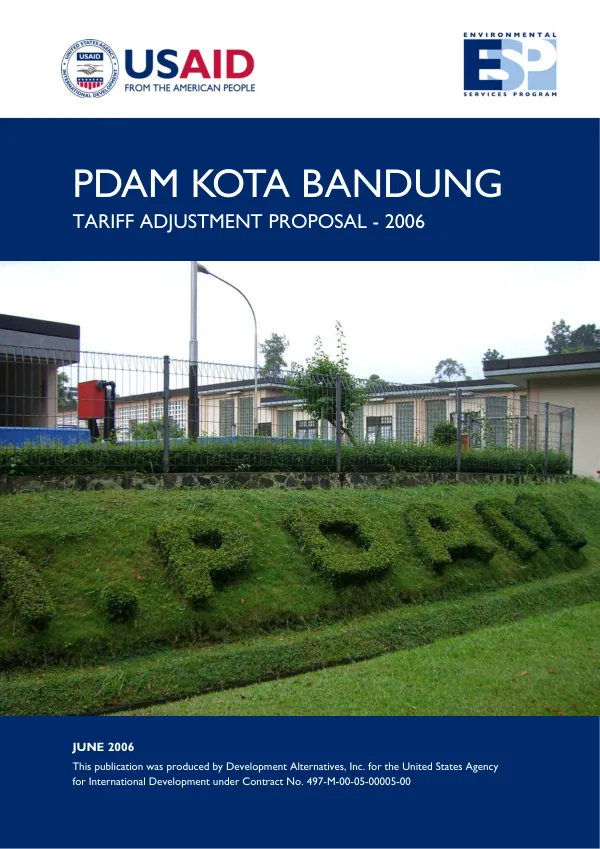 PDAM Kota Bandung tariff adjustment proposal, 2006
