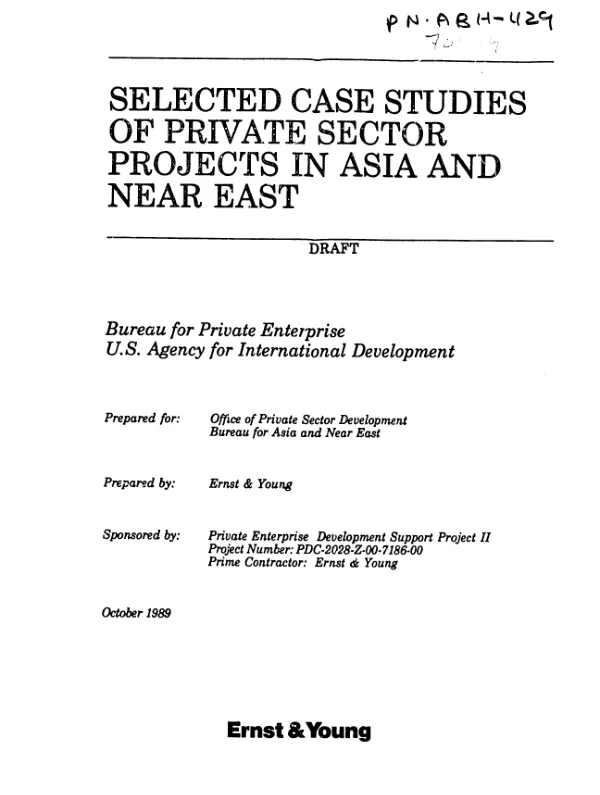 Selected case studies of private sector projects in Asia and Near East