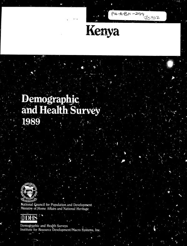 Kenya demographic and health survey 1989