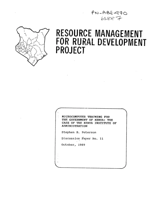 Microcomputer training for the Government of Kenya : the case of the Kenya Institute of Administration