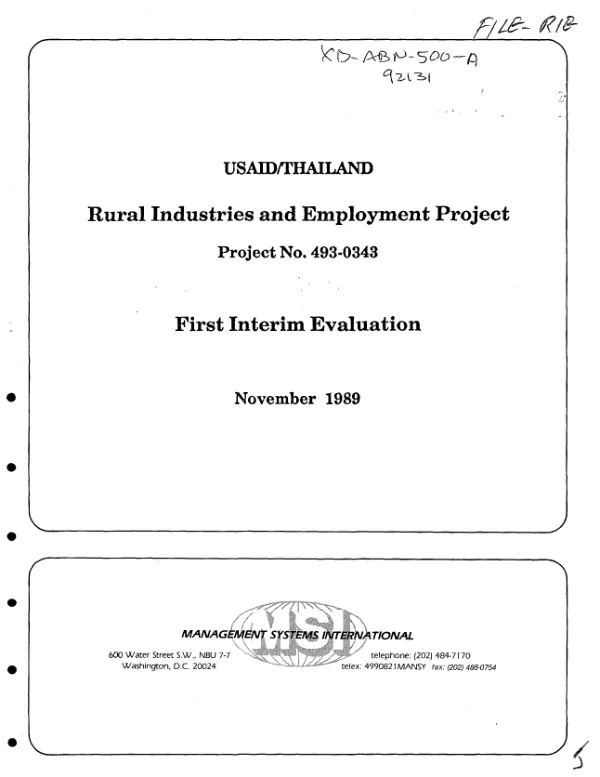 Rural industries and employment (RIE) project no. 493-0343 : first interim evaluation