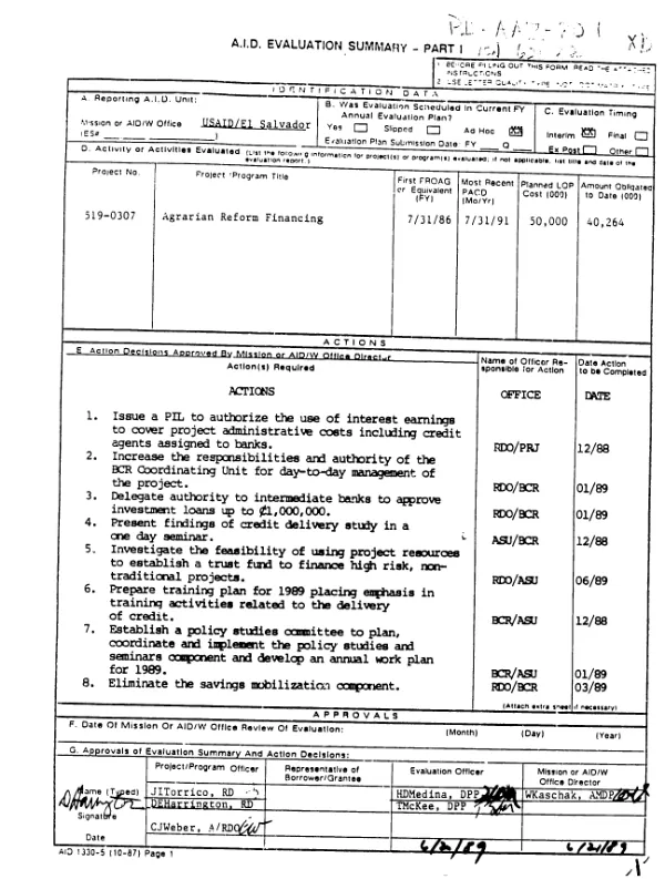 Agrarian reform financing