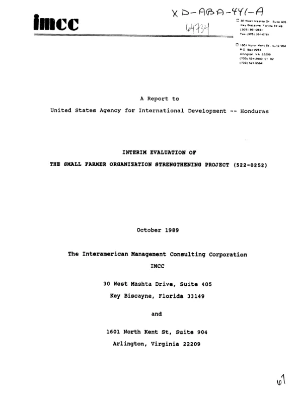 Interim evaluation of the small farmer organization strengthening project (522-0252)