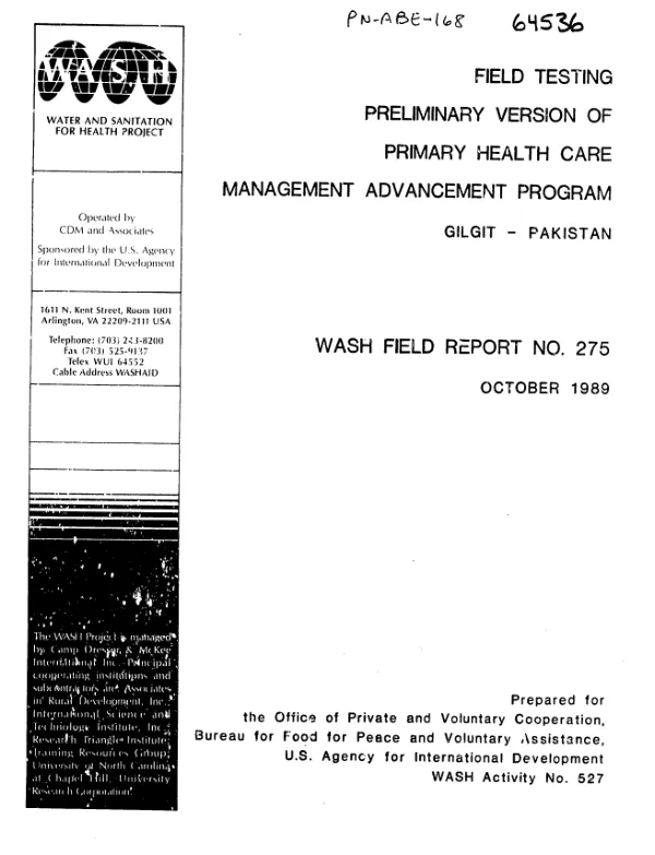 Field testing preliminary version of primary health care management advancement program : Gilgit - Pakistan