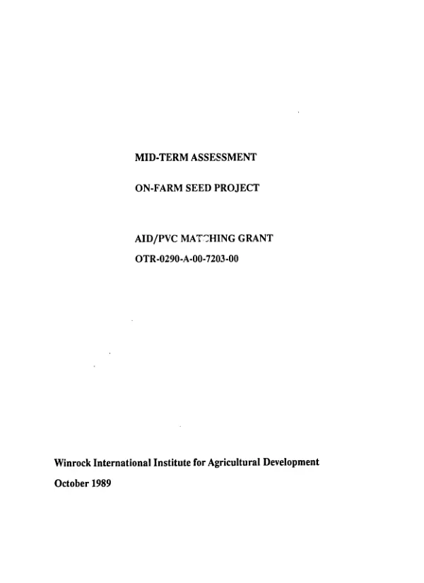 Mid-term assessment : on-farm seed project