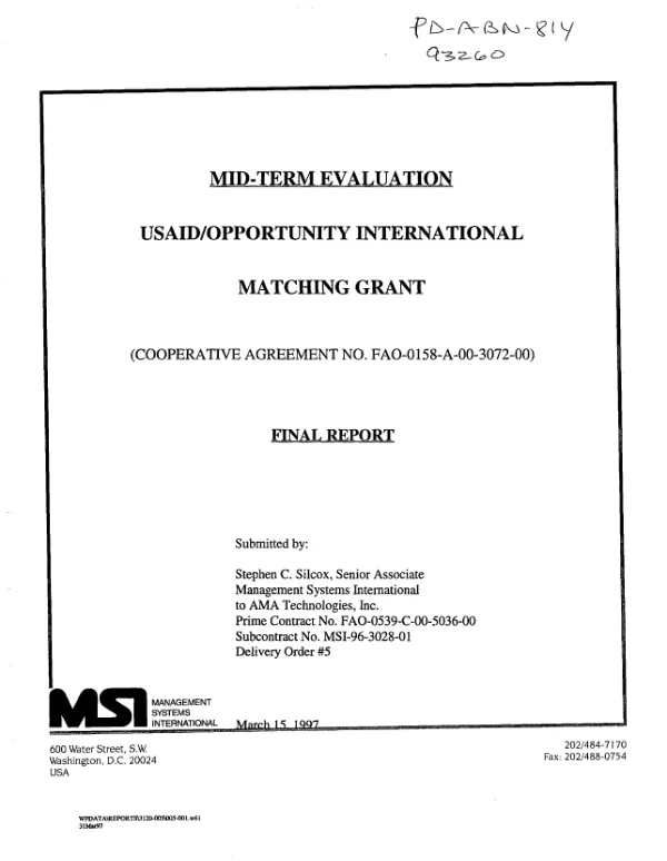 Audit of the national plan for area restoration managed by the National Commission for Area Restoration for the period March 1, 1988 to September 30, 1988