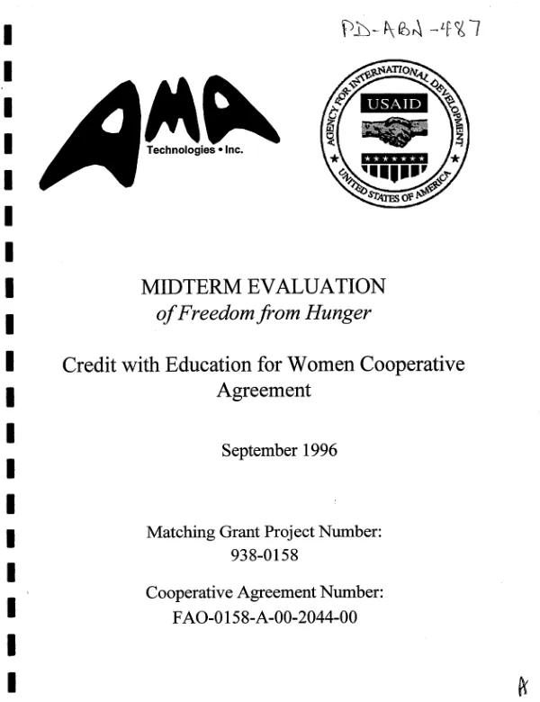 Midterm evaluation of Freedom from Hunger : credit with education for women cooperative agreement