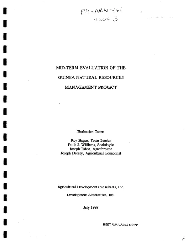 Mid-term evaluation of the Guinea natural resources management project