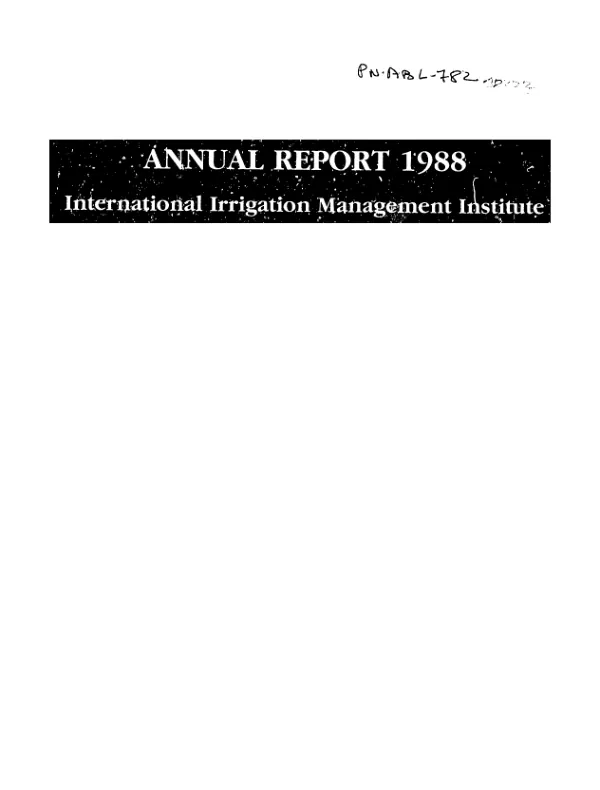 Annual report 1988 : International Irrigation Management Institute