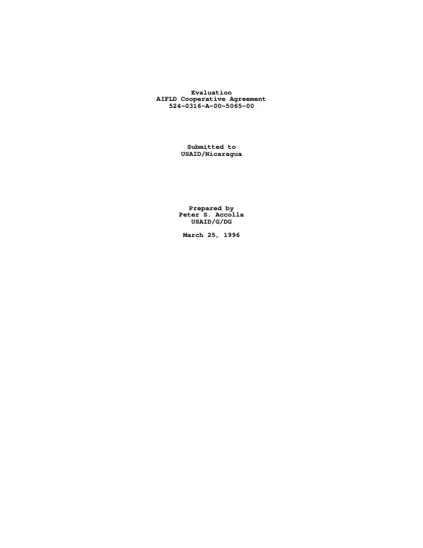 Evaluation : AIFLD [American Institute for Free Labor Development] cooperative agreement 524-0316-A-00-5065-00