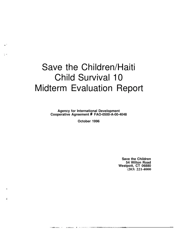 Save the Children/Haiti -- child survival 10 : midterm evaluation report