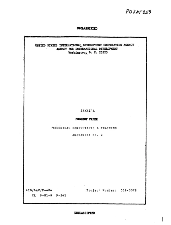 Technical consultations and training grant : amendment no. 2