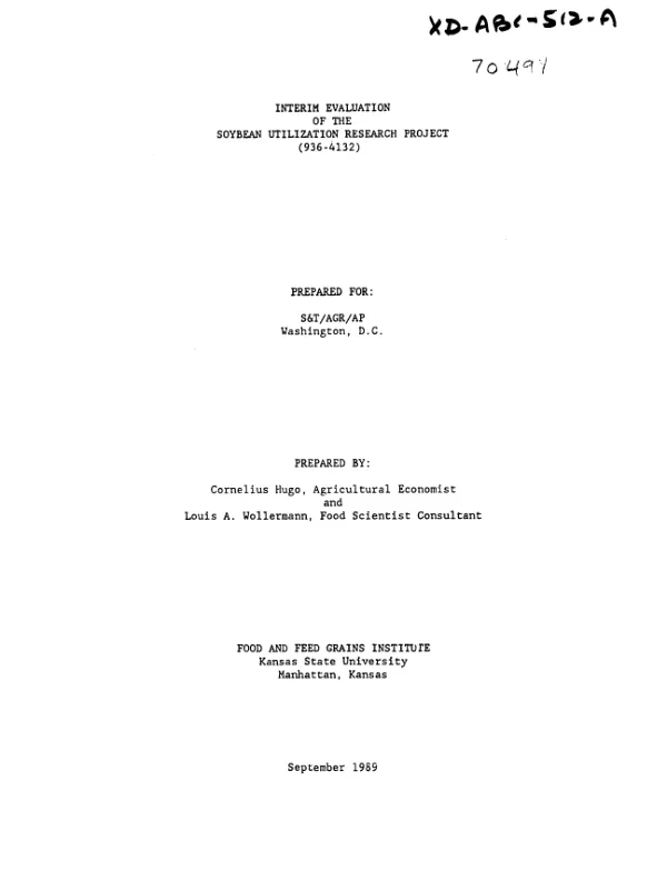 Interim evaluation of the soybean utilization research project (936-4132)
