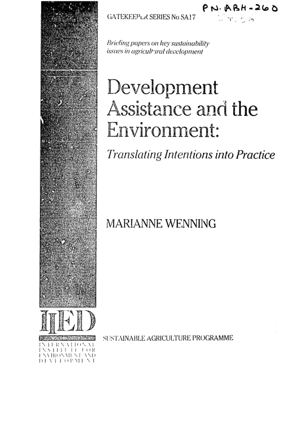 Development assistance and the environment : translating intentions into practice