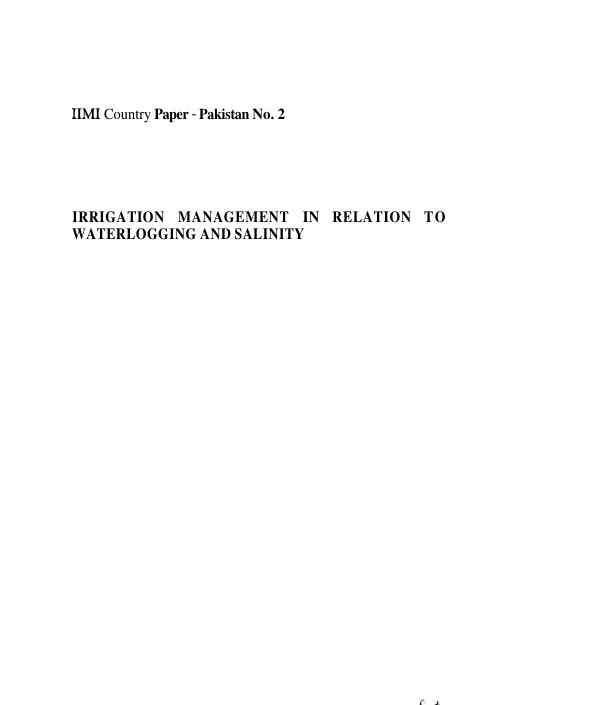 Irrigation management in relation to waterlogging and salinity