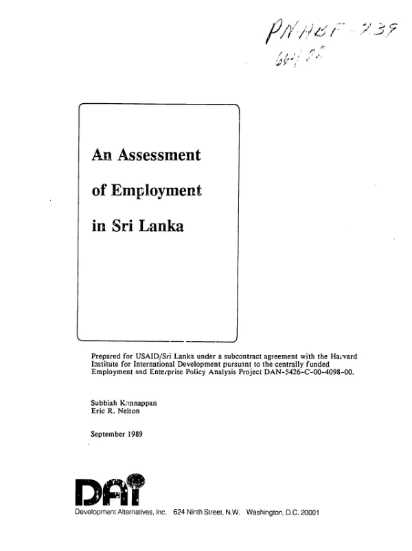 Assessment of employment in Sri Lanka