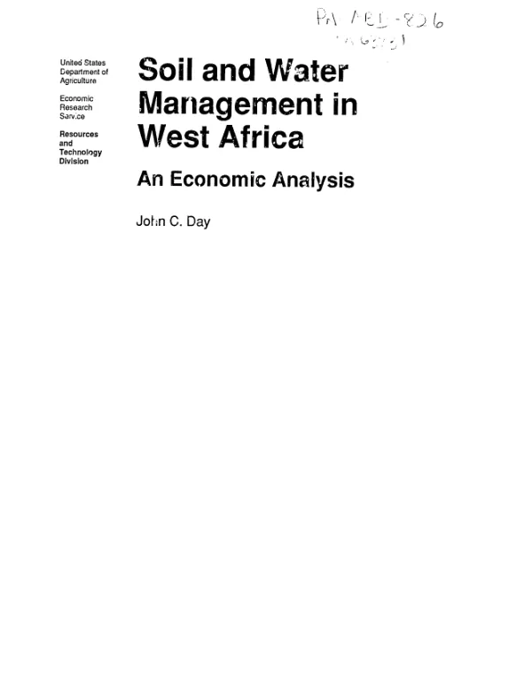 Soil and water management in West Africa : an economic analysis