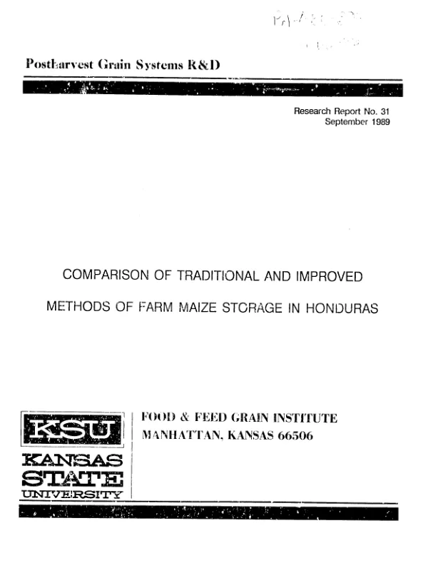 Comparison of traditional and improved methods of farm maize storage in Honduras