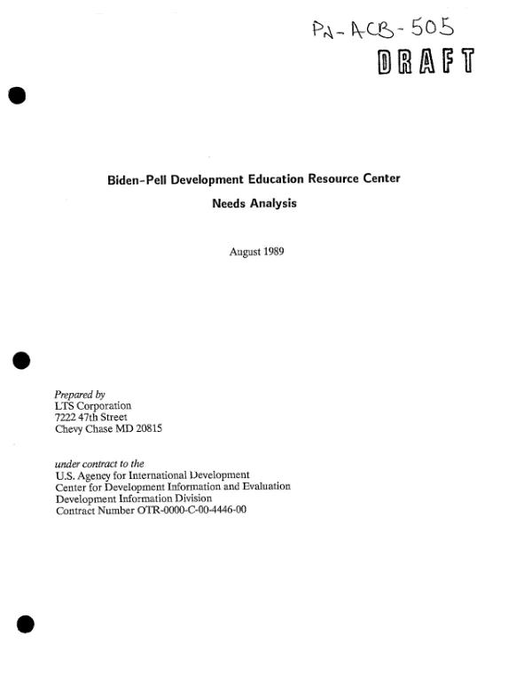 Biden-Pell Development Education Resource Center needs analysis