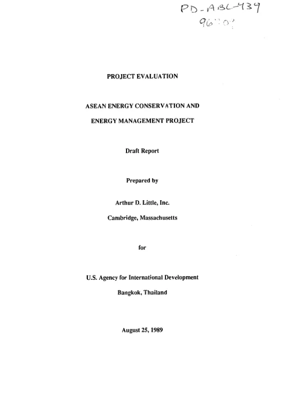 Project evaluation : ASEAN energy conservation and energy management project