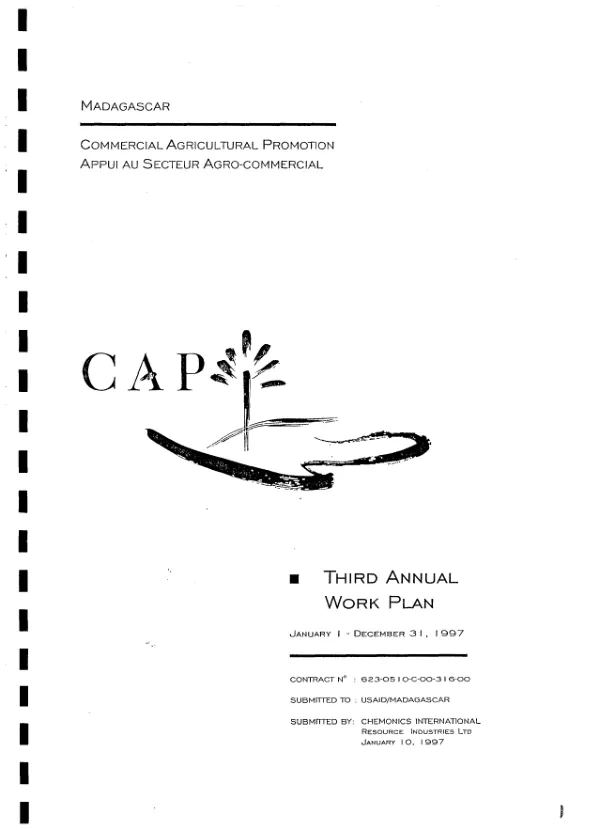 Madagascar : commercial agricultural promotion (CAP) -- third annual workplan : January 1-December 31, 1997