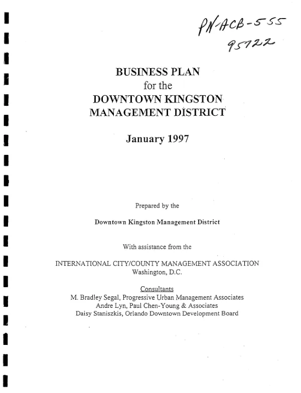Business plan for the downtown Kingston management district