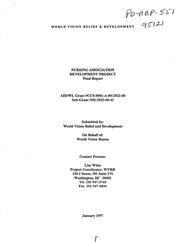 Nursing association development project : final report