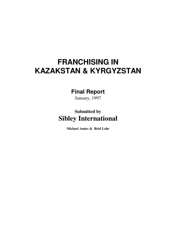 Franchising in Kazakstan and Kyrgyzstan : final report