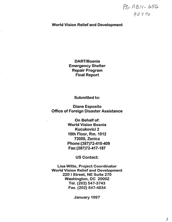 DART/Bosnia emergency shelter repair program : final report