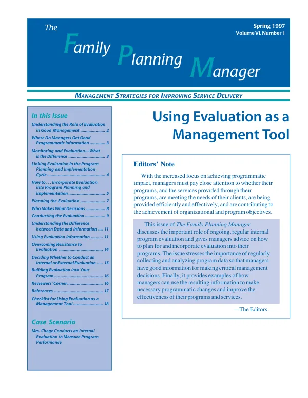 Using evaluation as a management tool
