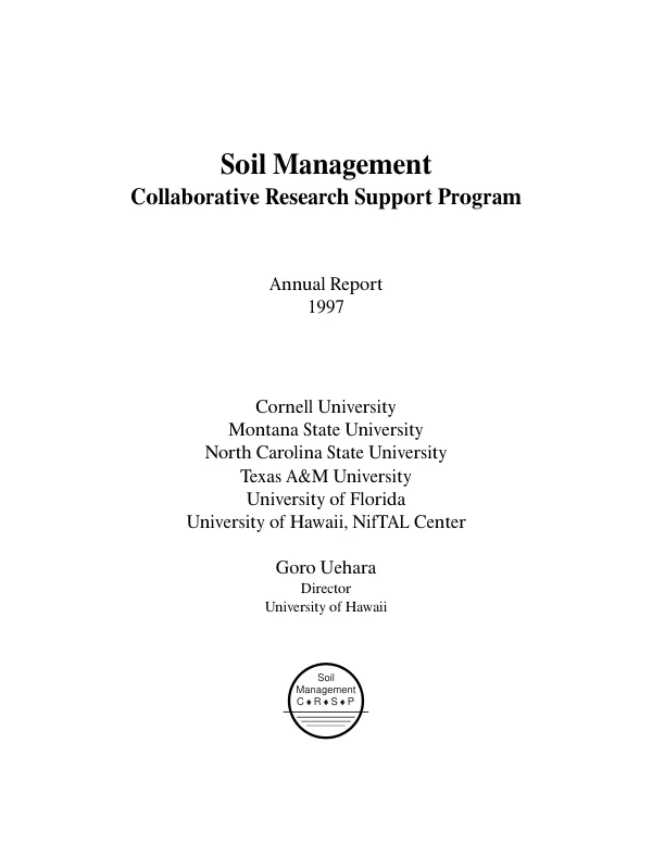 Soil management collaborative research support program : annual report 1997