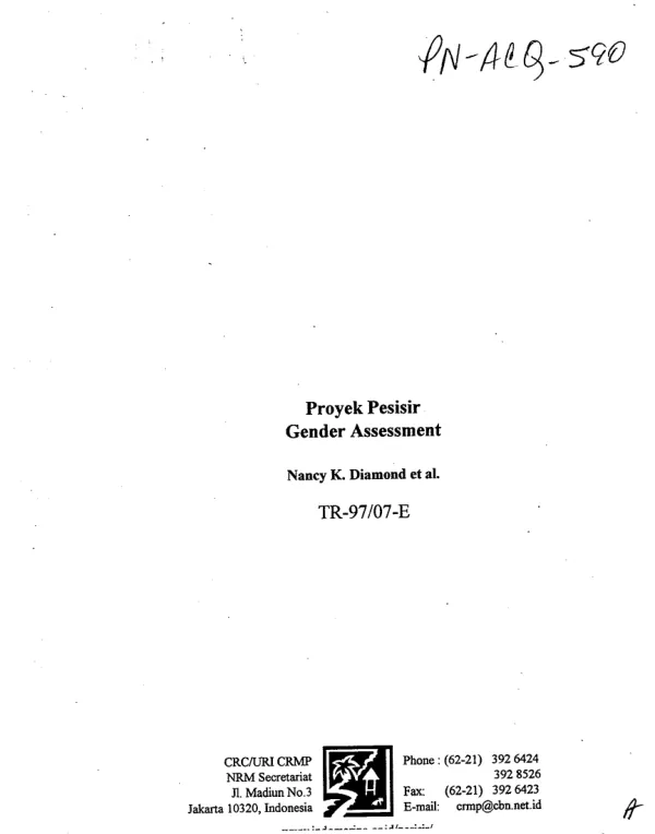 Proyek Pesisir : gender assessment