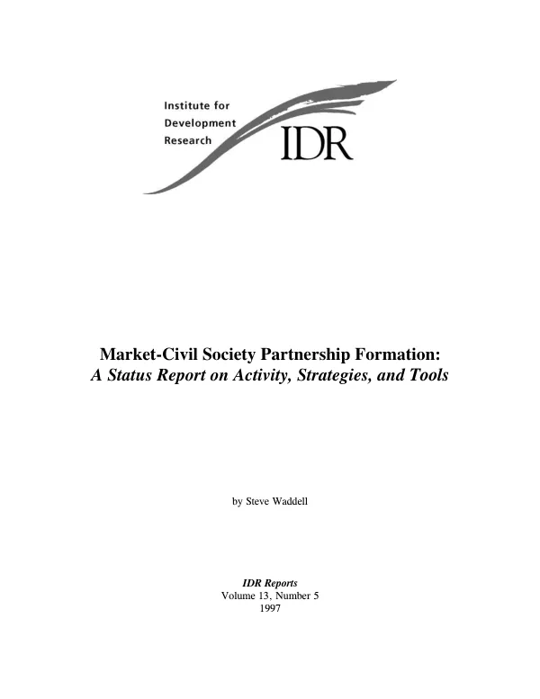 Market-civil society partnership formation : a status report on activity, strategies, and tools