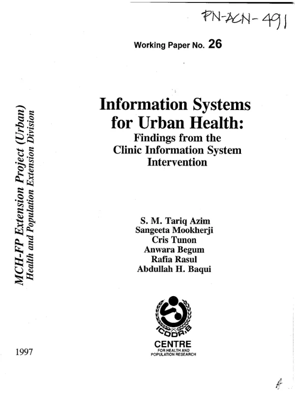 Information systems for urban health : findings from the clinic information system intervention