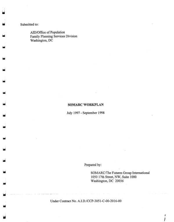 SOMARC workplan, July 1997-September 1998