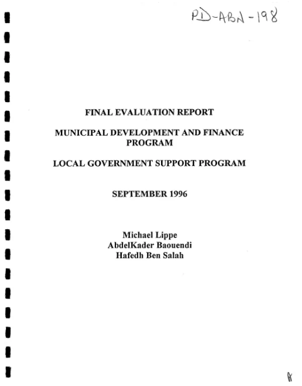 Final evaluation report : municipal development and finance program -- local government support program