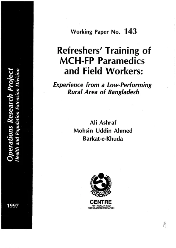 Refreshers" training of MCH-FP paramedics and field workers : experience from a low-performing rural area of Bangladesh