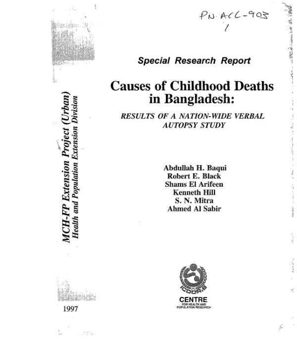 Causes of childhood deaths in Bangladesh : results of a nation-wide verbal autopsy study