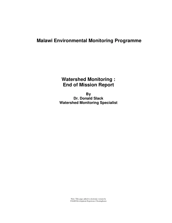 Watershed monitoring : end of mission report
