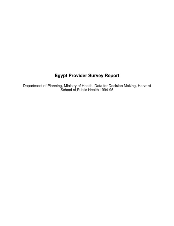Egypt provider survey report