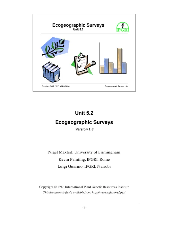 Ecogeographic surveys, unit 5.2, version 1.3
