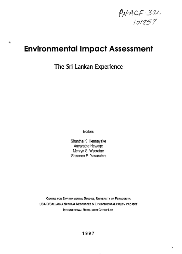 Environmental impact assessment [EIA] : the Sri Lankan experience
