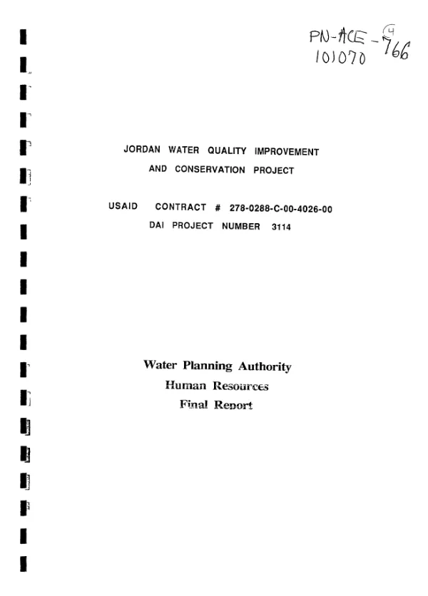 Water Planning Authority : human resources -- final report