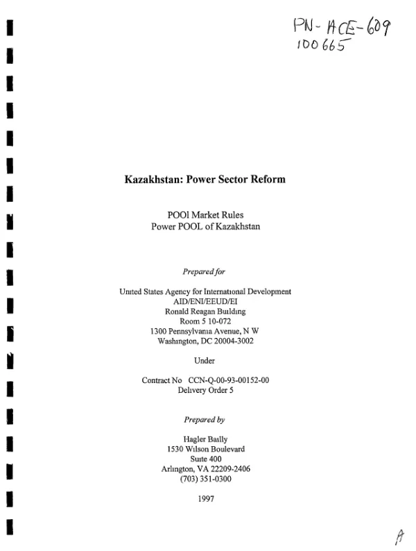 POOL market rules : Power POOL of Kazakhstan