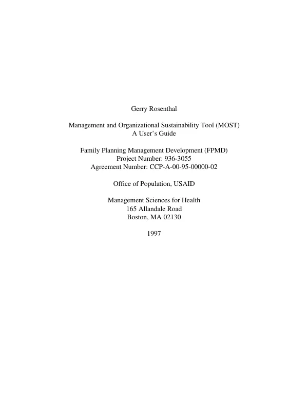 Management and organizational sustainability tool (MOST) : a user"s guide