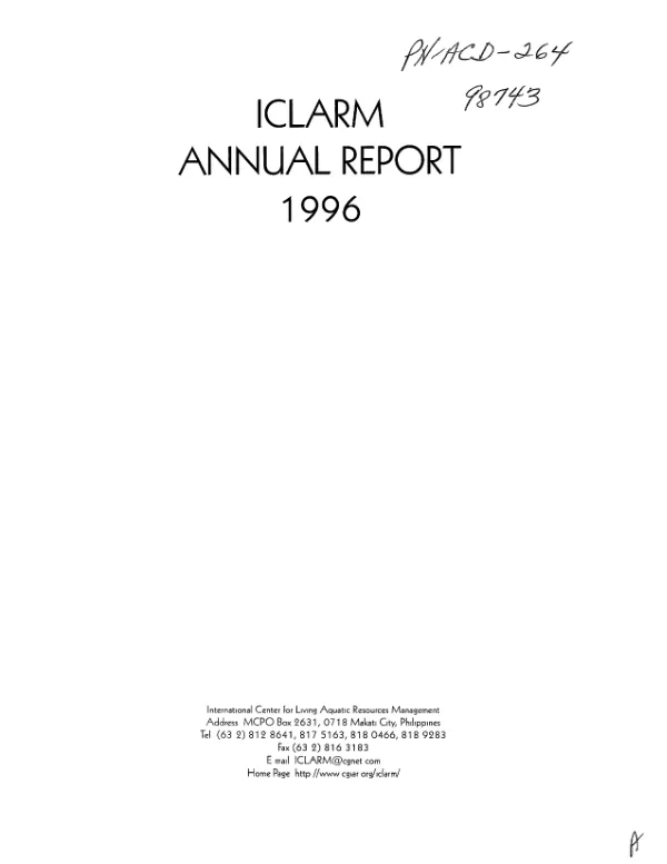 ICLARM annual report, 1996