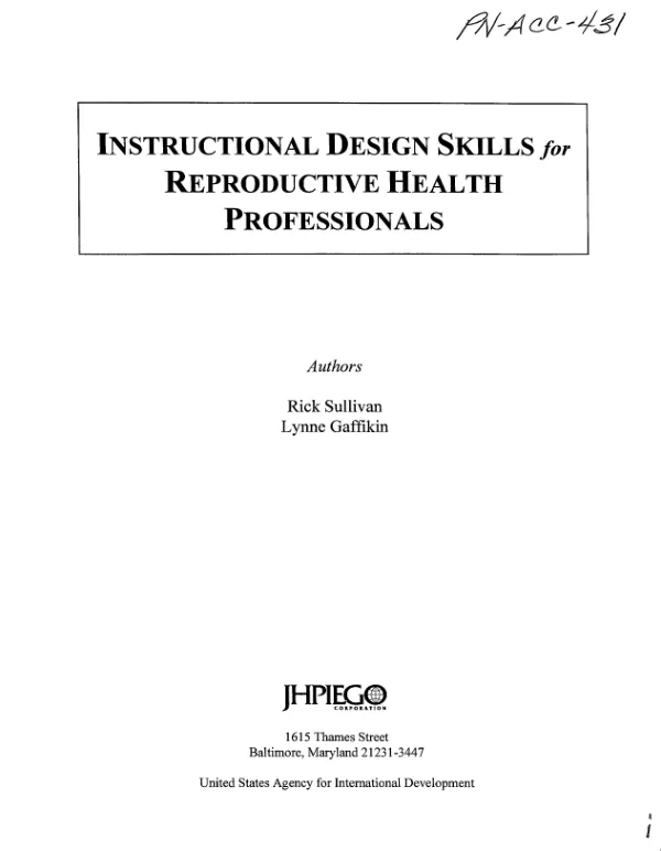 Instructional design skills for reproductive health professionals