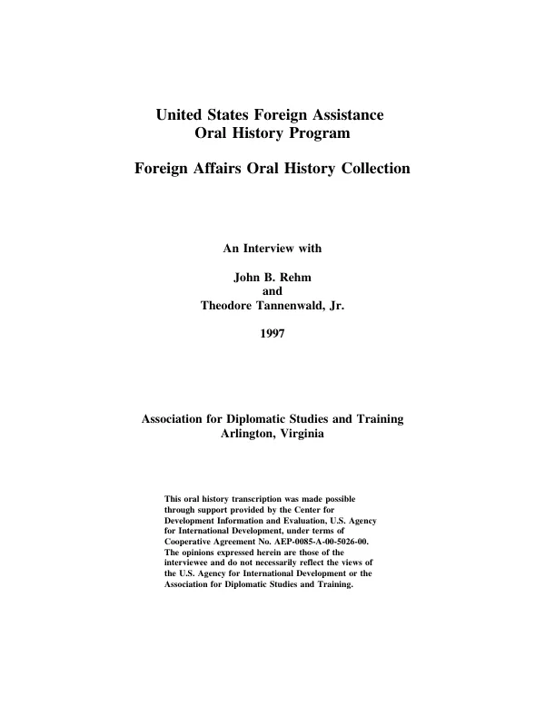 An interview with John B. Rehm and Theodore Tannenwald, Jr.